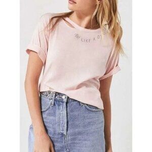 Project Social T‎ Women's Pink Top Tee Pull-on Embroidered NWOT Size S